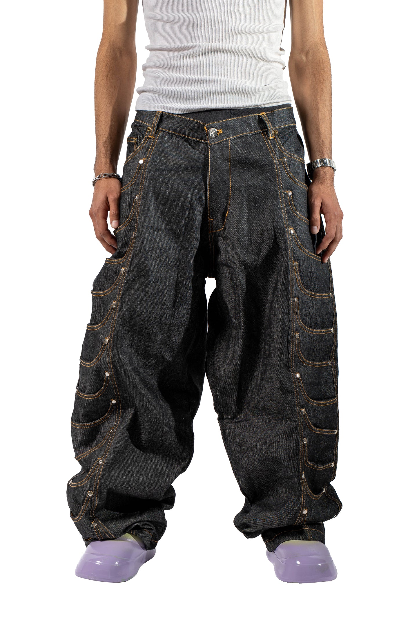 'Overly Convenient' 34 Pocket Raw Denim